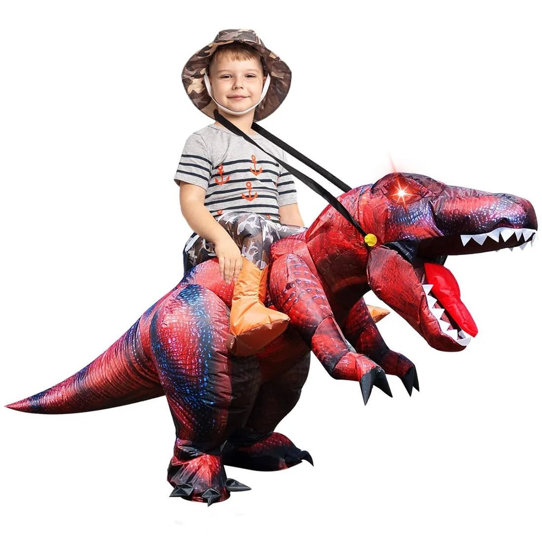 55 Inch Dinosaur Costume for Kids, Inflatable Trex Costume Blow up Dinosaur Costume Kids Size, Funny Halloween Costume Boys Girls Unisex Inflatable T-Rex Costume for Holiday/Party/Cosplay