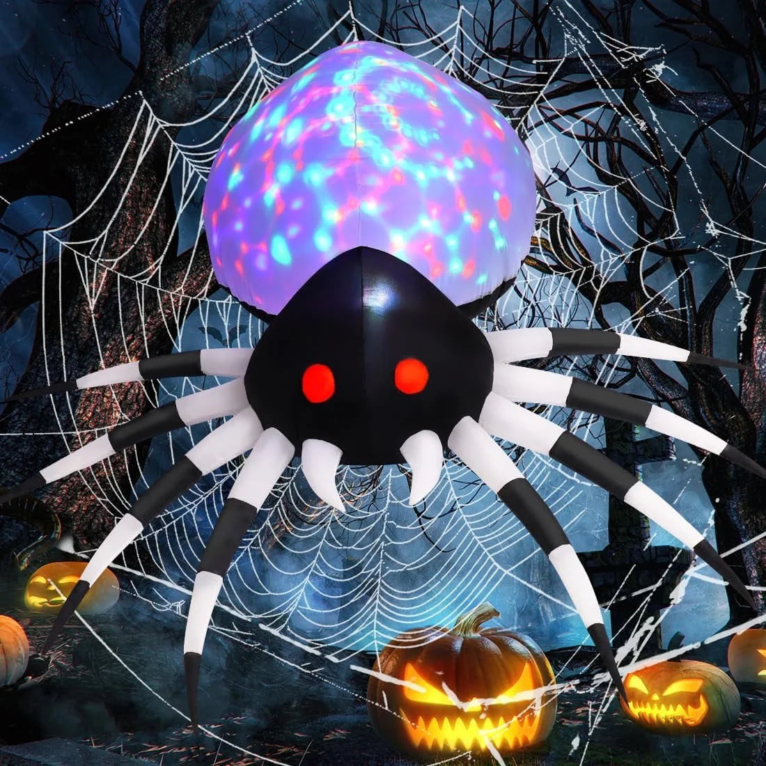 Halloween Inflatable 6 FT Spider Inflatables Outdoor Decorations with Magic Light, Scary Inflatable Halloween Spider Blow up Spider, Halloween Blow up Decorations outside Clearance for Holiday