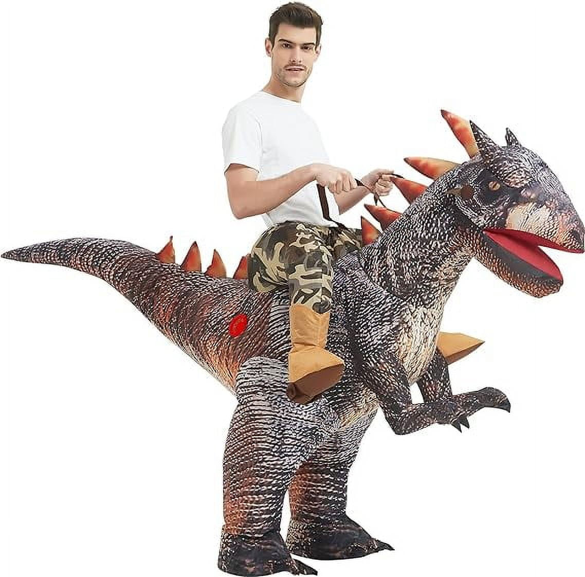 63 Inch Adult Dinosaur Costume, Riding Dinosaur Costume Blow up Dinosaur Costume for Adults, Funny Halloween Costumes Men Women Unisex Dinosaur Inflatable Costume for Holiday/Party/Cosplay