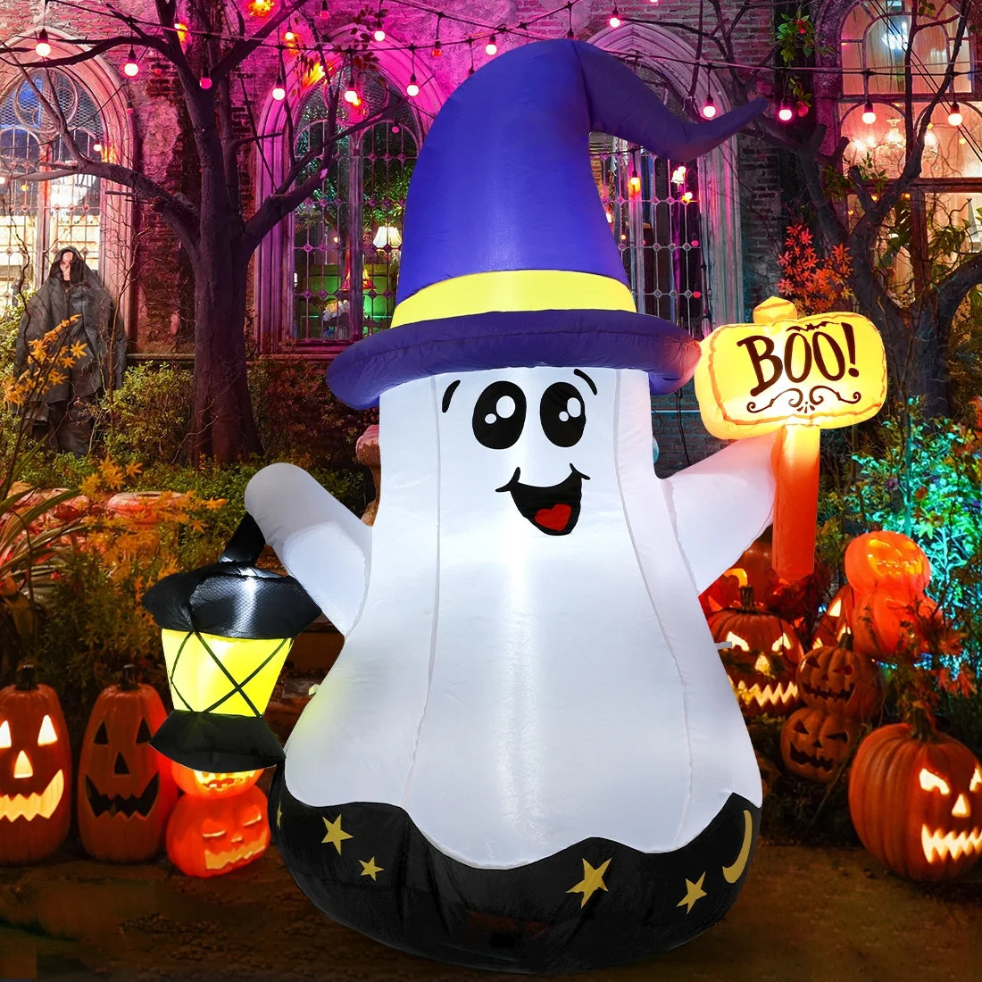 Halloween Inflatable 5 FT Halloween Ghost Inflatable with Hand-Held Light, Cute Blow up Ghost Halloween Ghost Decorations with Built-In Leds, Halloween Decorations Clearance for Holiday/Party