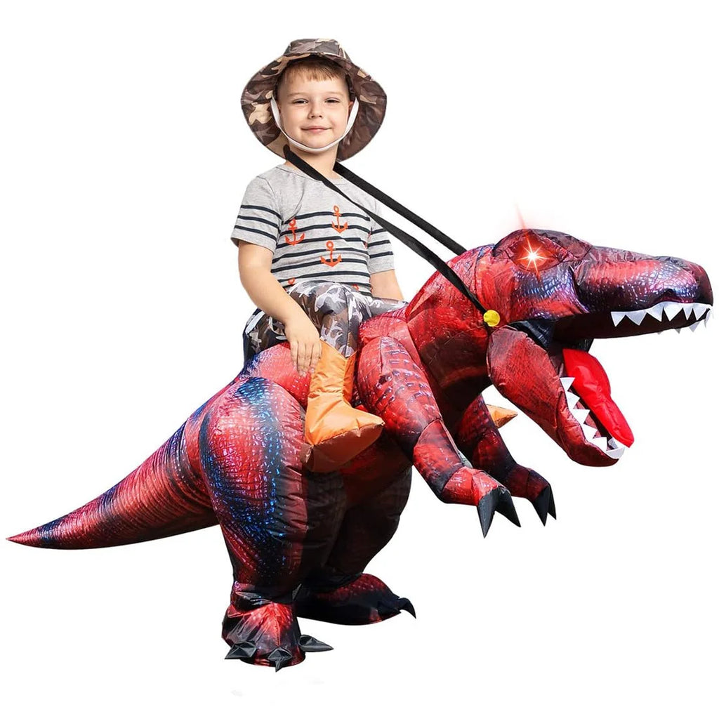 55 Inch Dinosaur Costume for Kids, Inflatable Trex Costume Blow up Dinosaur Costume Kids Size, Funny Halloween Costume Boys Girls Unisex Inflatable T-Rex Costume for Holiday/Party/Cosplay