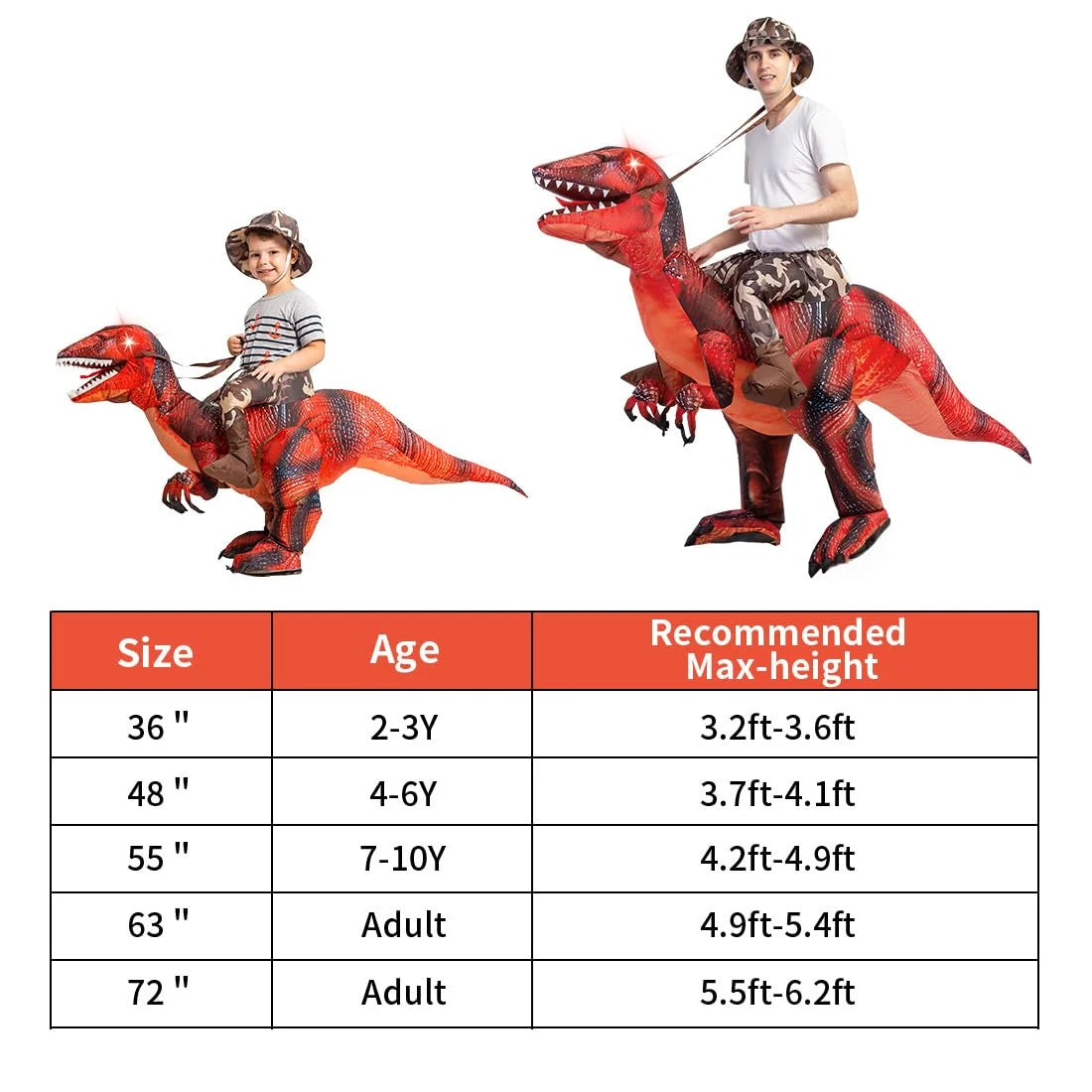 63 Inch Inflatable Dinosaur Costume Adult Dinosaur Costumes, Funny Halloween Costumes Dinosaur Costumes for Adults Men Women, Blow up Dinosaur Costume Adult Size for Halloween Party Cosplay