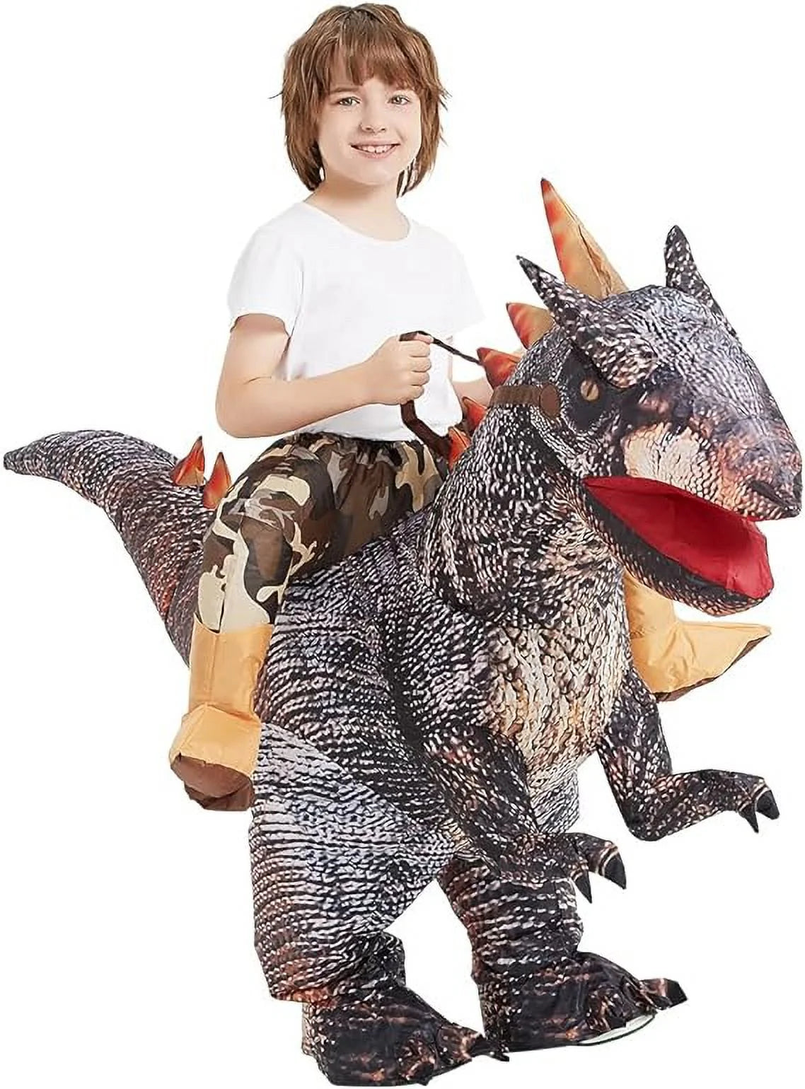 36 Inch Kids Blow up Dinosaur Costume, Dinosaur Halloween Costume Toddler Ride on Dinosaur Costume, Funny Halloween Costumes Boys Girls Unisex Kids Inflatable Dinosaur Costume for Halloween