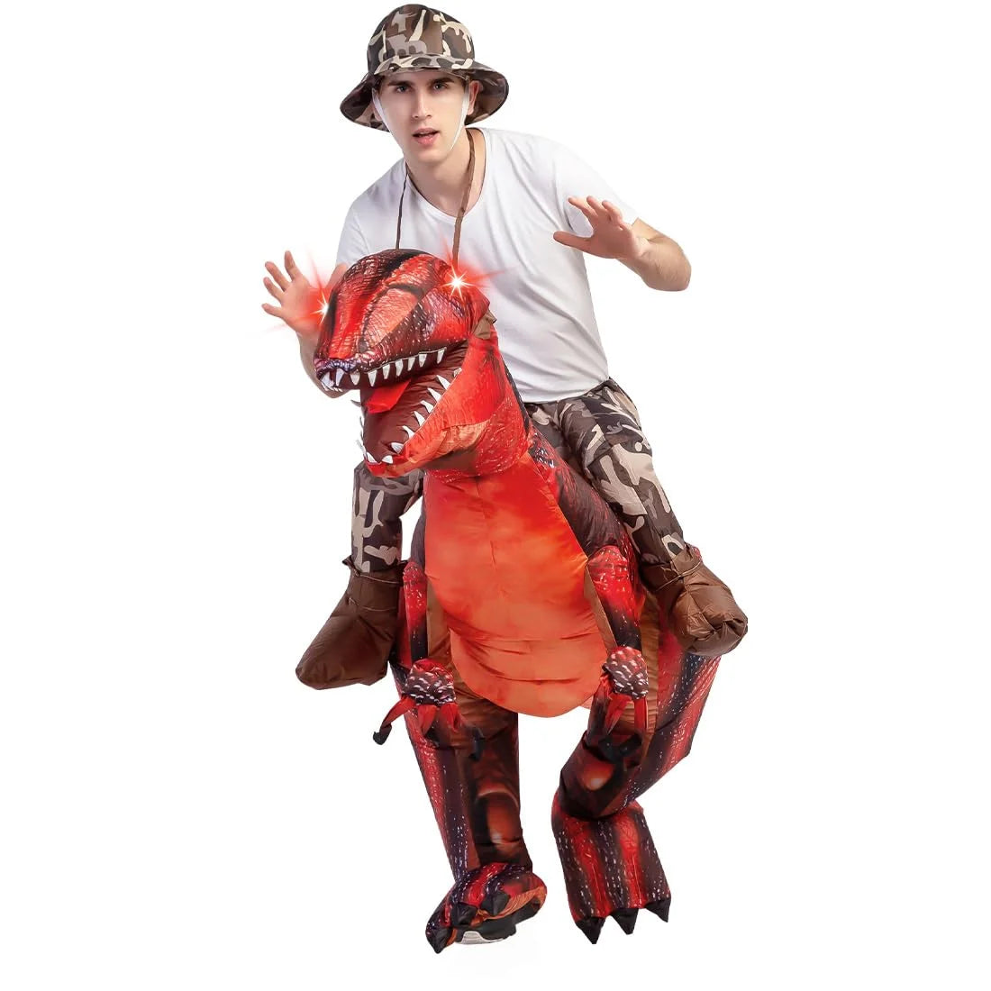 63 Inch Inflatable Dinosaur Costume Adult Dinosaur Costumes, Funny Halloween Costumes Dinosaur Costumes for Adults Men Women, Blow up Dinosaur Costume Adult Size for Halloween Party Cosplay