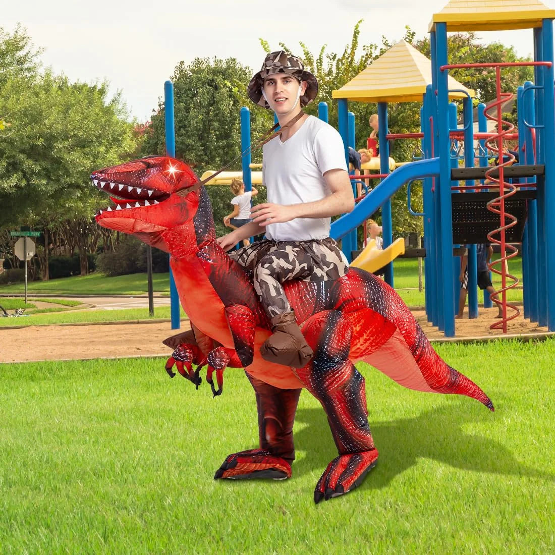 63 Inch Inflatable Dinosaur Costume Adult Dinosaur Costumes, Funny Halloween Costumes Dinosaur Costumes for Adults Men Women, Blow up Dinosaur Costume Adult Size for Halloween Party Cosplay