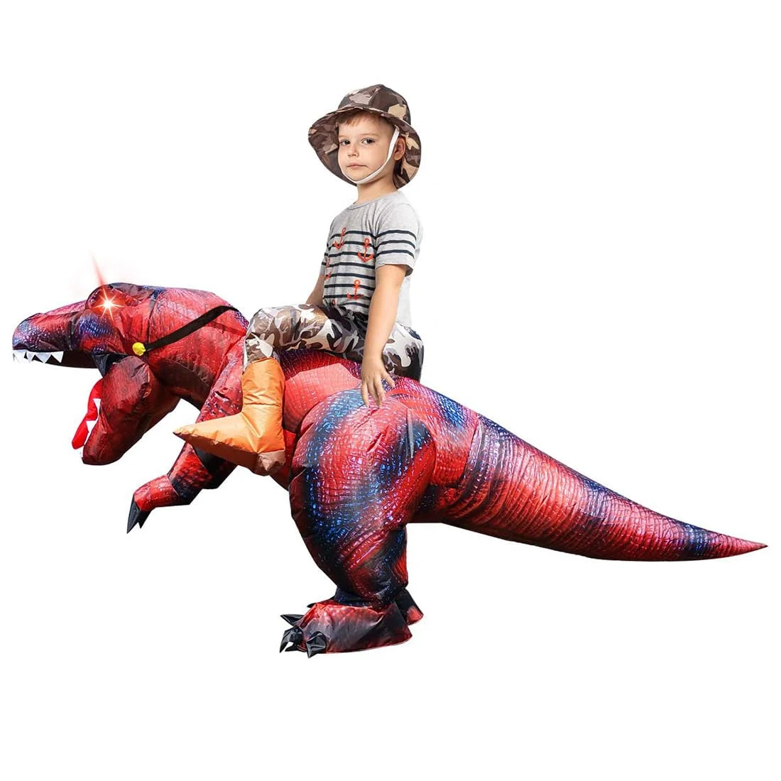 55 Inch Dinosaur Costume for Kids, Inflatable Trex Costume Blow up Dinosaur Costume Kids Size, Funny Halloween Costume Boys Girls Unisex Inflatable T-Rex Costume for Holiday/Party/Cosplay