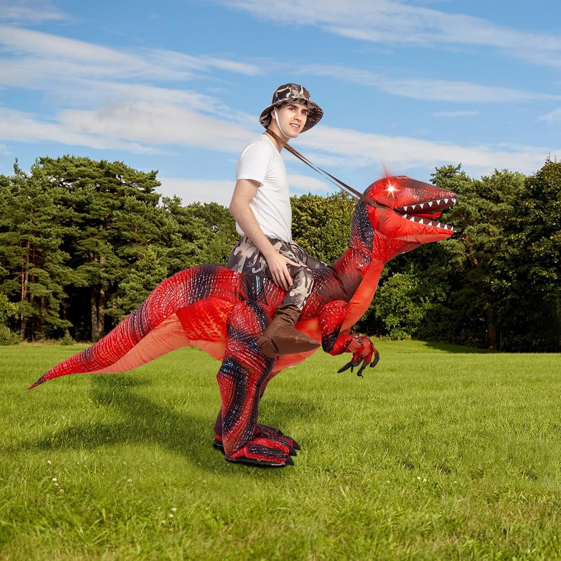 63 Inch Inflatable Dinosaur Costume Adult Dinosaur Costumes, Funny Halloween Costumes Dinosaur Costumes for Adults Men Women, Blow up Dinosaur Costume Adult Size for Halloween Party Cosplay