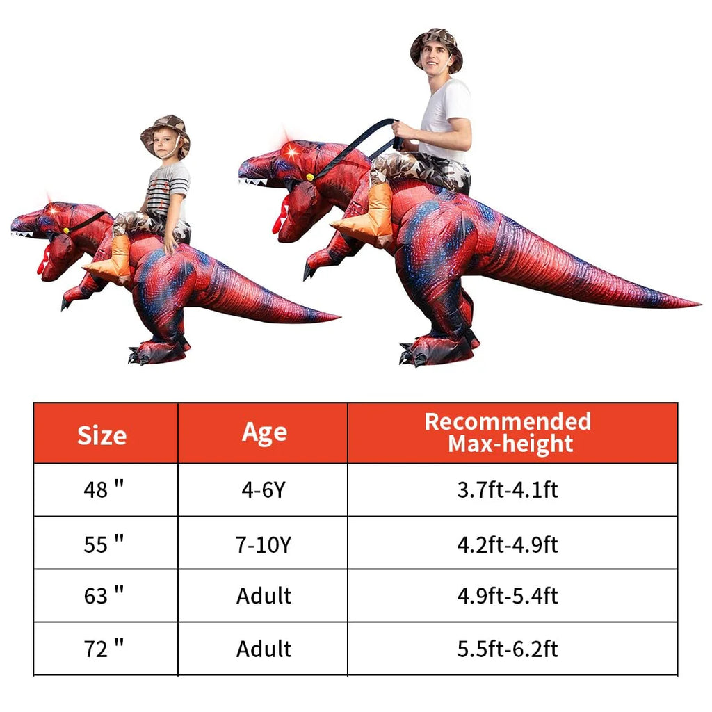 55 Inch Dinosaur Costume for Kids, Inflatable Trex Costume Blow up Dinosaur Costume Kids Size, Funny Halloween Costume Boys Girls Unisex Inflatable T-Rex Costume for Holiday/Party/Cosplay