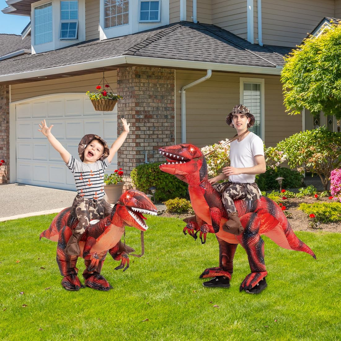 48 Inch Inflatable Dinosaur Costume for Kids Halloween Costumes Boys Girls Funny Blow up Costume for Halloween Party Cosplay