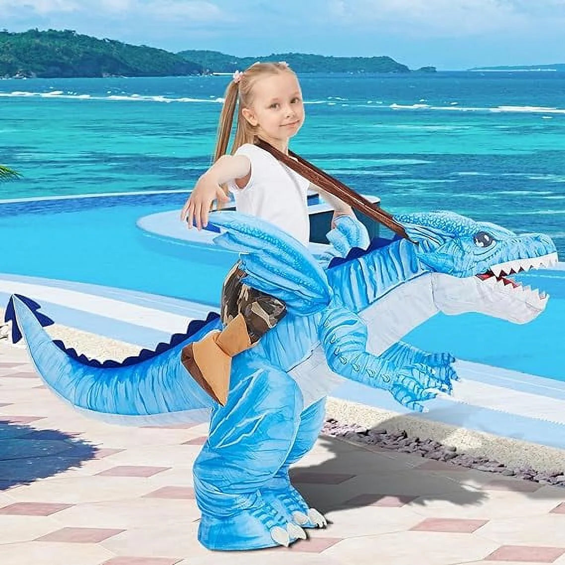 48 Inch Kids Inflatable Dinosaur Costume, Blow up Dinosaur Costume Inflatable Dino Costume, Funny Halloween Costumes for Boys Girls Unisex Blow up Costume for Halloween/Party/Cosplay