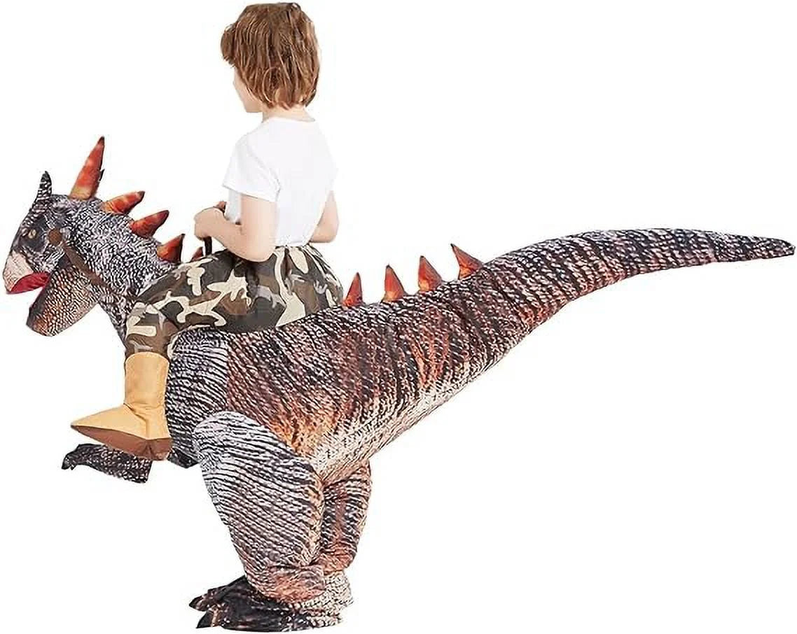 36 Inch Kids Blow up Dinosaur Costume, Dinosaur Halloween Costume Toddler Ride on Dinosaur Costume, Funny Halloween Costumes Boys Girls Unisex Kids Inflatable Dinosaur Costume for Halloween
