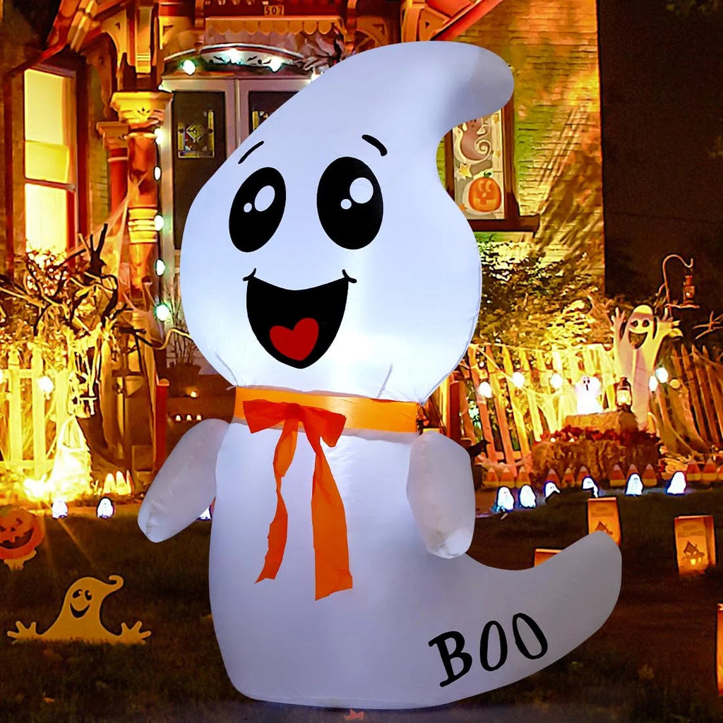 Halloween Inflatables 4 FT Inflatable Ghost with Built-In LED Lights, Cute Ghost Blow up Halloween Decoration, Outdoor Halloween Decorations Blow up Ghost for Halloween Party Indoor Outdoor