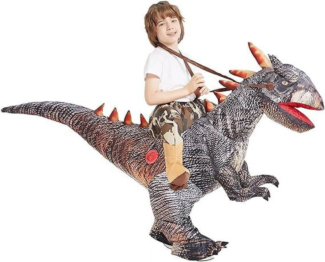 36 Inch Kids Blow up Dinosaur Costume, Dinosaur Halloween Costume Toddler Ride on Dinosaur Costume, Funny Halloween Costumes Boys Girls Unisex Kids Inflatable Dinosaur Costume for Halloween