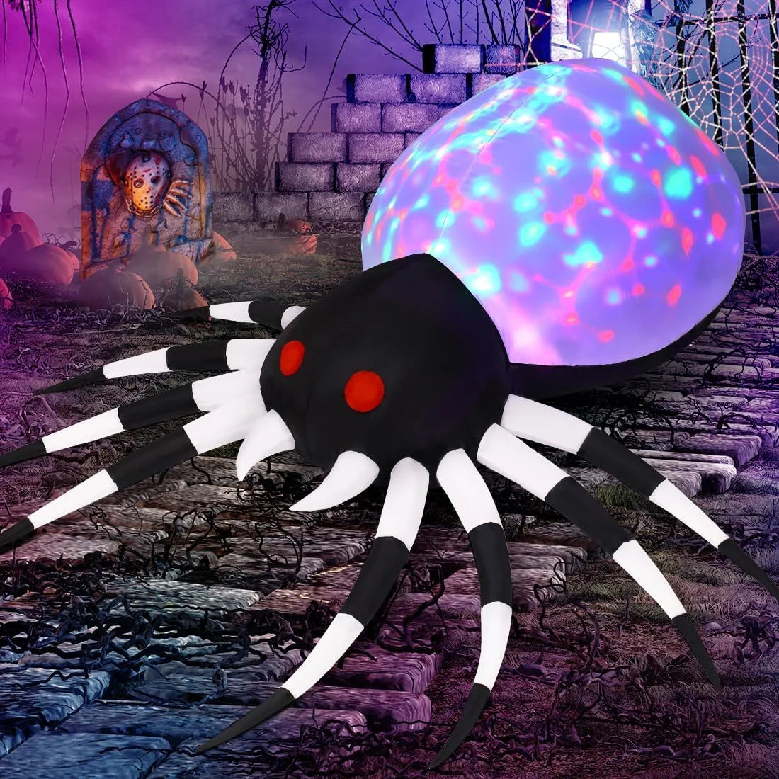 Halloween Inflatable 6 FT Spider Inflatables Outdoor Decorations with Magic Light, Scary Inflatable Halloween Spider Blow up Spider, Halloween Blow up Decorations outside Clearance for Holiday