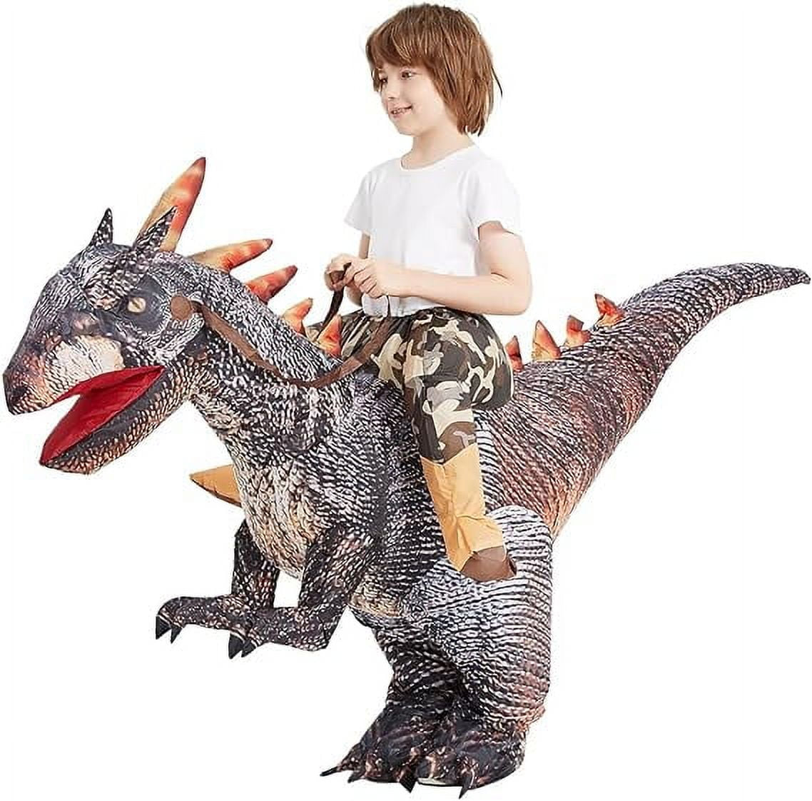 36 Inch Kids Blow up Dinosaur Costume, Dinosaur Halloween Costume Toddler Ride on Dinosaur Costume, Funny Halloween Costumes Boys Girls Unisex Kids Inflatable Dinosaur Costume for Halloween