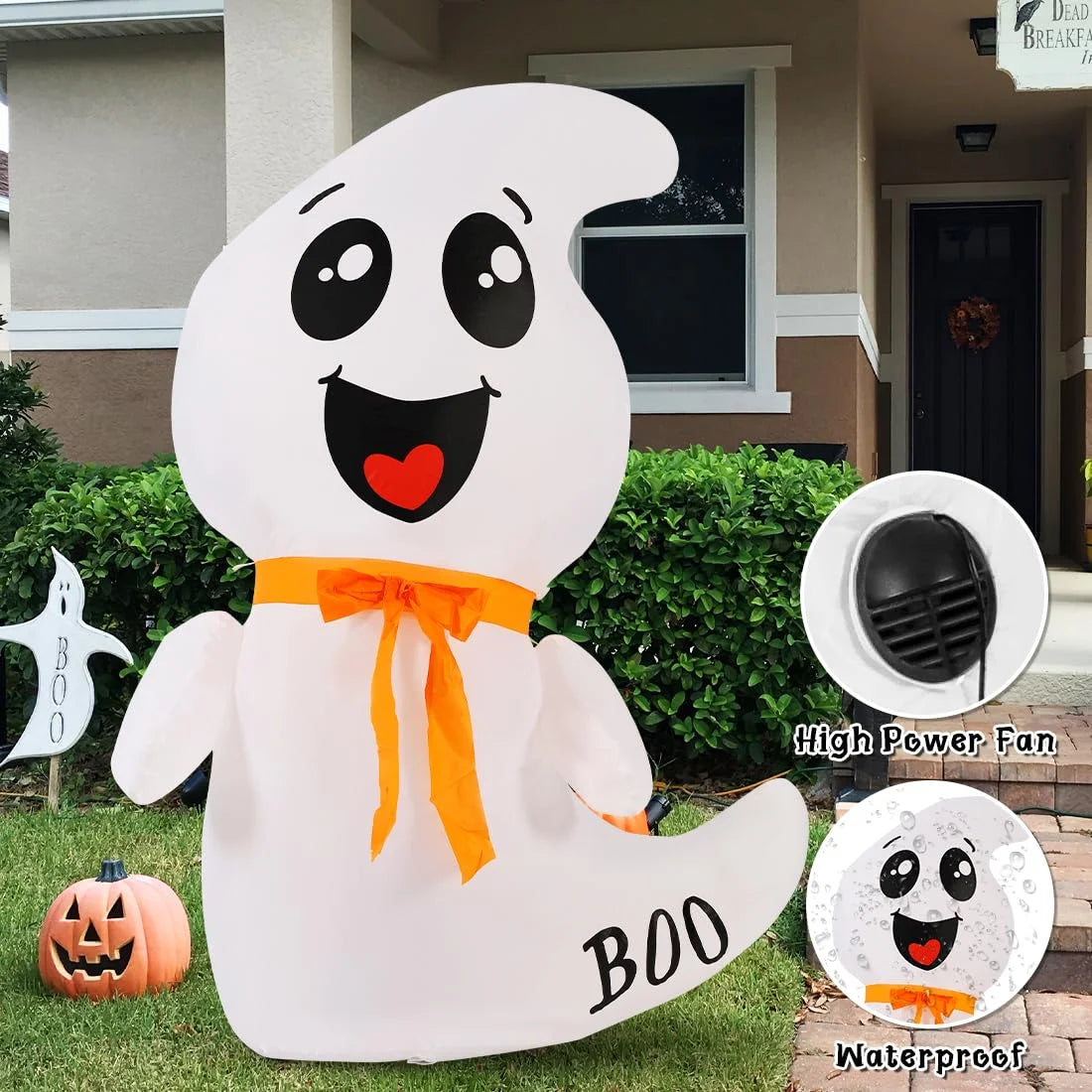 Halloween Inflatables 4 FT Inflatable Ghost with Built-In LED Lights, Cute Ghost Blow up Halloween Decoration, Outdoor Halloween Decorations Blow up Ghost for Halloween Party Indoor Outdoor